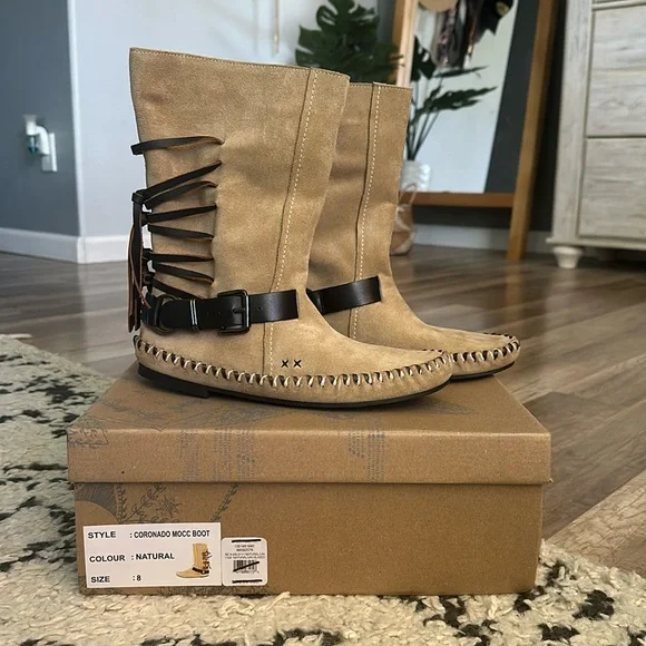 NEW! Free People Coronado Mocc Lace Up Buckle Moccasin Boots size 8 - Picture 4 of 8